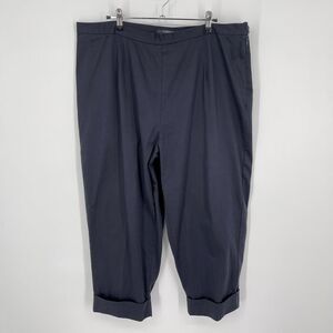 Bill Blass VINTAGE Pants Womens 18W Stretch Navy Crop Capri Cuffed Cotton Blend